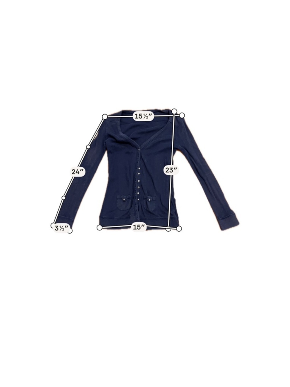 Navy Button Cardigan Lightweight Classic Layering Soft Minimal 14 - Picture 7 of 7